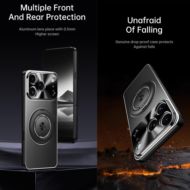 For iPhone 16 Pro Rotating Holder Frosted Metal Phone Case(Titanium) by buy2fix