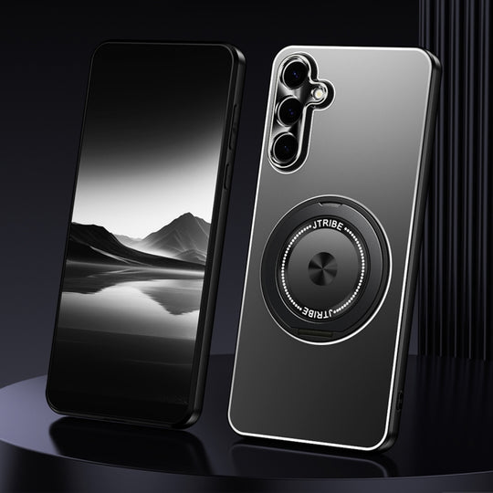 For Samsung Galaxy S24 5G Rotating Holder Frosted Metal Phone Case(Black)