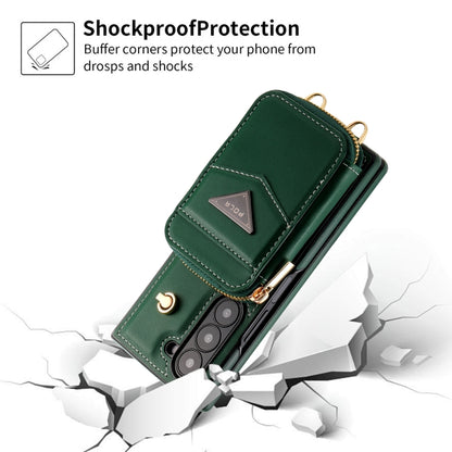For Samsung Galaxy Z Fold6 POLA Multi-Card Slots Zipper Wallet Phone Case(Green) - Galaxy Z Fold6 5G Cases by POLA | Online Shopping UK | buy2fix