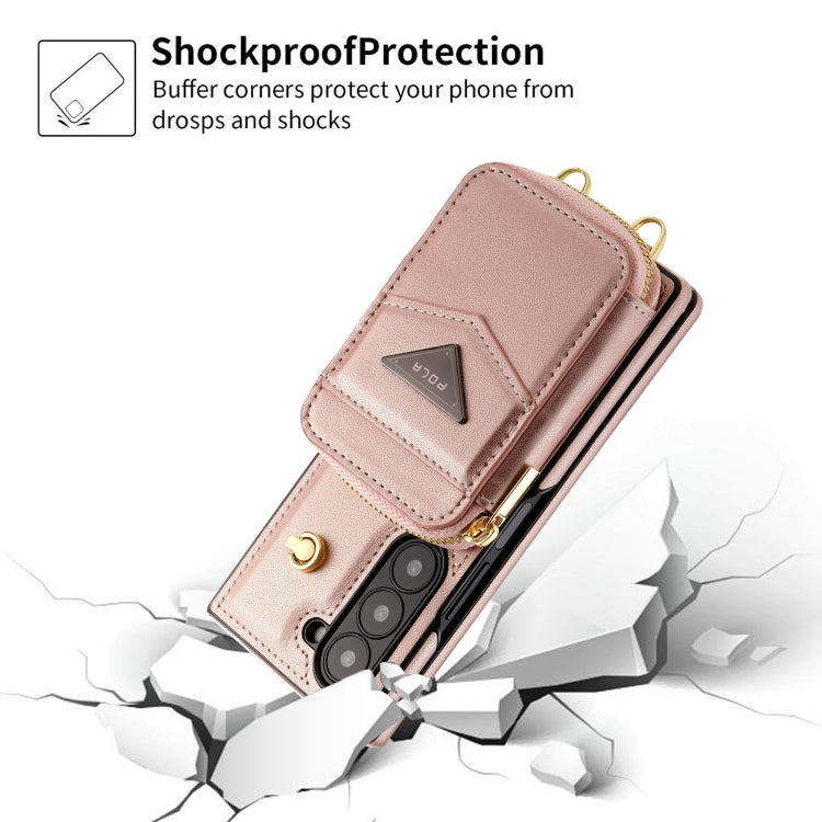 For Samsung Galaxy Z Fold6 POLA Multi-Card Slots Zipper Wallet Phone Case(Pink) - Galaxy Z Fold6 5G Cases by POLA | Online Shopping UK | buy2fix