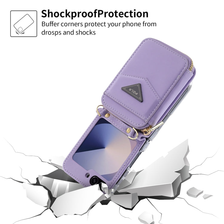 For Samsung Galaxy Z Flip6 / Flip7 FE POLA Multi-Card Slots Zipper Wallet Phone Case(Purple) - Galaxy Z Flip6 5G Cases by POLA | Online Shopping UK | buy2fix