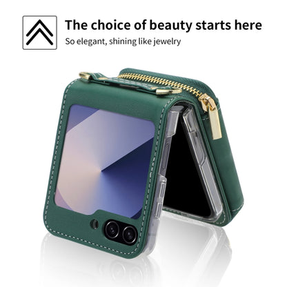 For Samsung Galaxy Z Flip6 / Flip7 FE POLA Multi-Card Slots Zipper Wallet Phone Case(Green) - Galaxy Z Flip6 5G Cases by POLA | Online Shopping UK | buy2fix