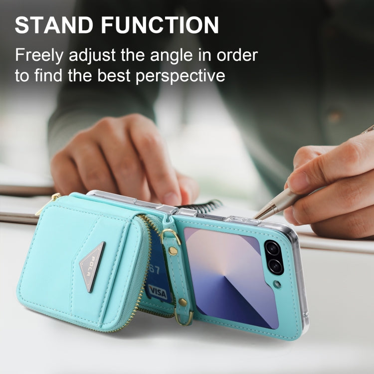 For Samsung Galaxy Z Flip6 / Flip7 FE POLA Multi-Card Slots Zipper Wallet Phone Case(Blue) - Galaxy Z Flip6 5G Cases by POLA | Online Shopping UK | buy2fix