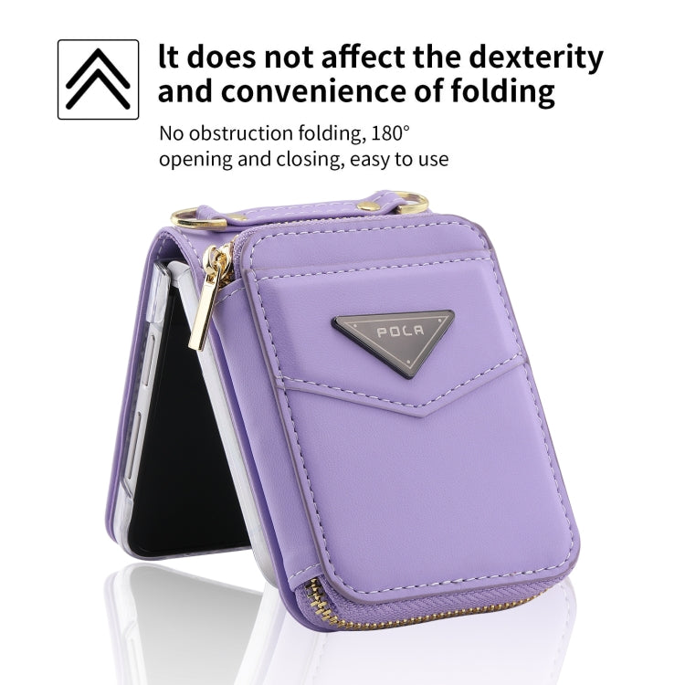 For Samsung Galaxy Z Flip5 POLA Multi-Card Slots Zipper Wallet Phone Case(Purple) - Galaxy Z Flip5 Cases by POLA | Online Shopping UK | buy2fix