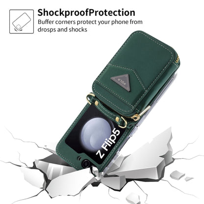 For Samsung Galaxy Z Flip5 POLA Multi-Card Slots Zipper Wallet Phone Case(Green) - Galaxy Z Flip5 Cases by POLA | Online Shopping UK | buy2fix