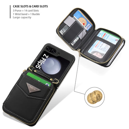 For Samsung Galaxy Z Flip5 POLA Multi-Card Slots Zipper Wallet Phone Case(Black) - Galaxy Z Flip5 Cases by POLA | Online Shopping UK | buy2fix
