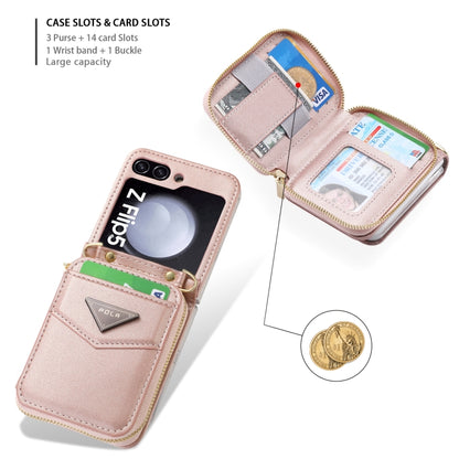 For Samsung Galaxy Z Flip5 POLA Multi-Card Slots Zipper Wallet Phone Case(Pink) - Galaxy Z Flip5 Cases by POLA | Online Shopping UK | buy2fix