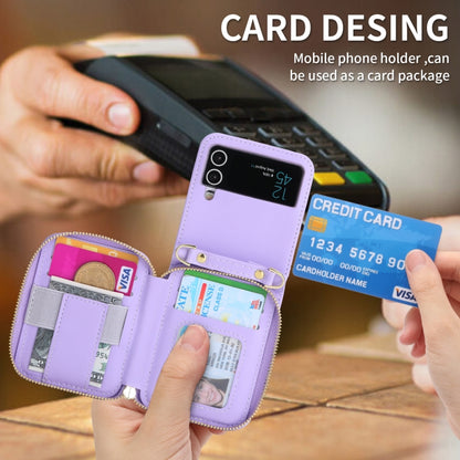 For Samsung Galaxy Z Flip3 5G POLA Multi-Card Slots Zipper Wallet Phone Case(Purple) - Galaxy Phone Cases by POLA | Online Shopping UK | buy2fix
