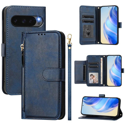 For Google Pixel 10 Pro XL Multi-Card Slots Zipper Wallet Leather Phone Case(Blue) - Google Cases by buy2fix | Online Shopping UK | buy2fix