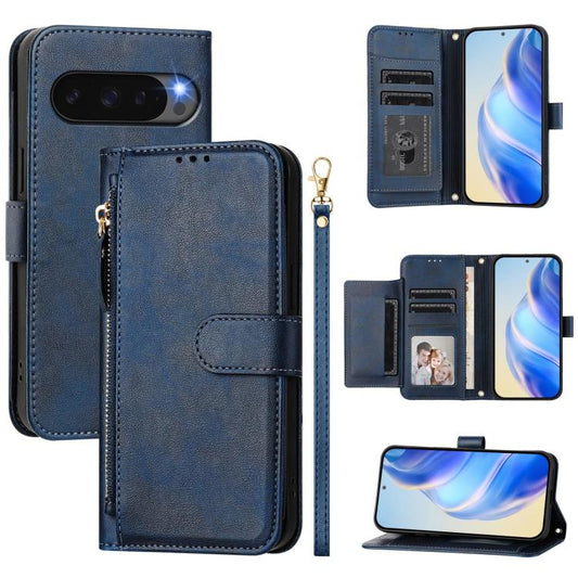 For Google Pixel 10 Pro XL Multi-Card Slots Zipper Wallet Leather Phone Case(Blue) - Google Cases by buy2fix | Online Shopping UK | buy2fix