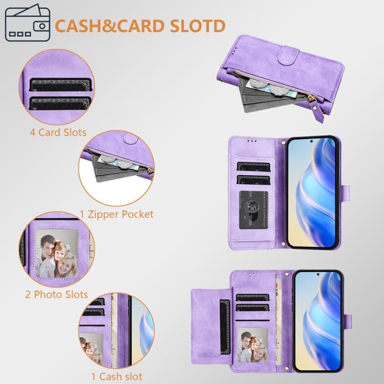 For Google Pixel 10 Pro XL Multi-Card Slots Zipper Wallet Leather Phone Case(Purple) - Google Cases by buy2fix | Online Shopping UK | buy2fix