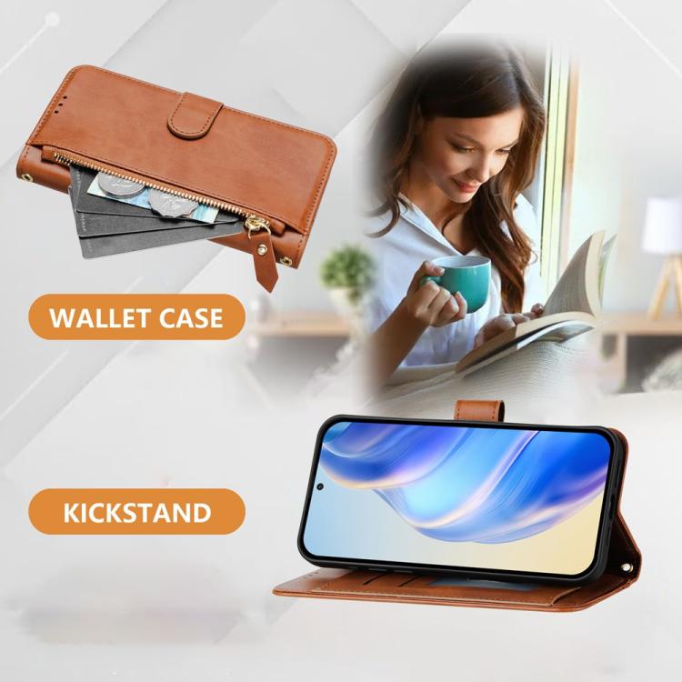 For Google Pixel 10 Pro XL Multi-Card Slots Zipper Wallet Leather Phone Case(Brown) - Google Cases by buy2fix | Online Shopping UK | buy2fix