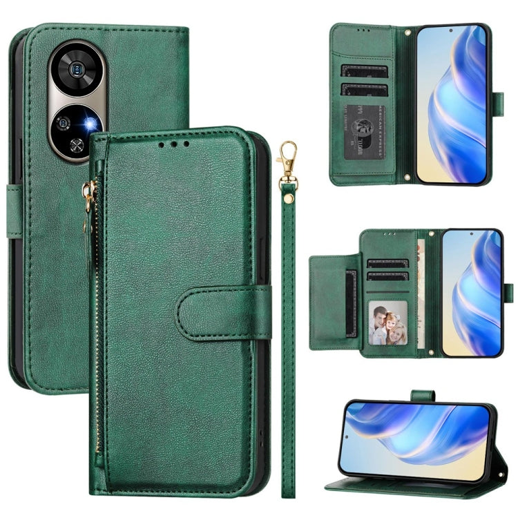 For Ulefone Note 17 Pro Multi-Card Slots Zipper Wallet Leather Phone Case(Green) by buy2fix