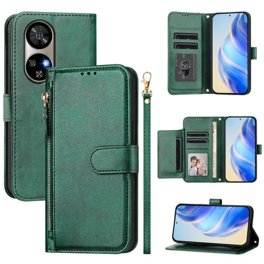 For Ulefone Note 17 Pro Multi-Card Slots Zipper Wallet Leather Phone Case(Green) by buy2fix