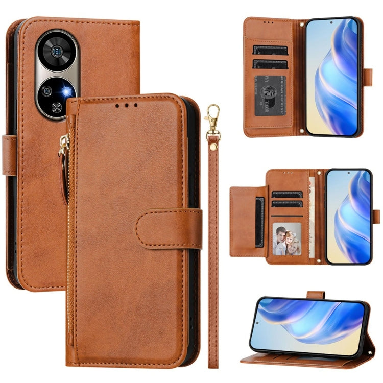 For Ulefone Note 17 Pro Multi-Card Slots Zipper Wallet Leather Phone Case(Brown) by buy2fix