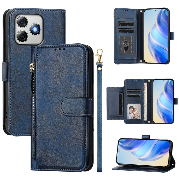 For Ulefone Note 18 Ultra Multi-Card Slots Zipper Wallet Leather Phone Case(Blue) by buy2fix