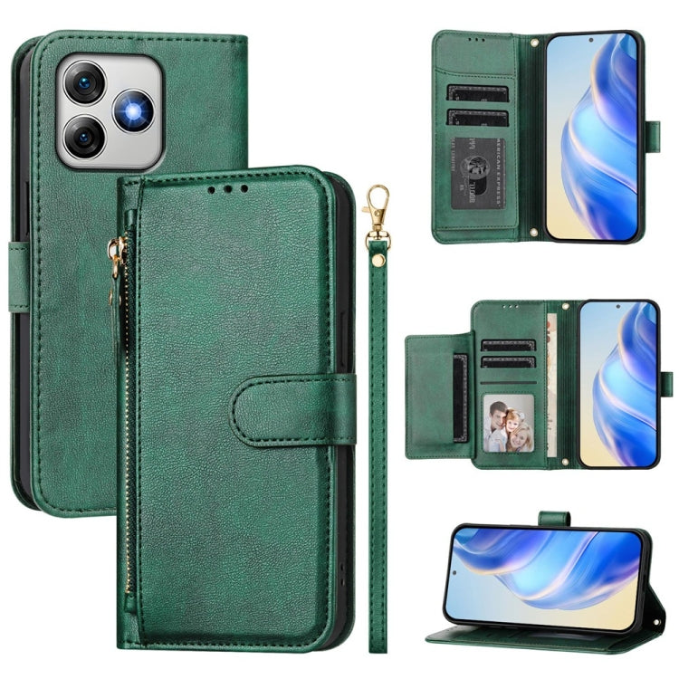 For Ulefone Note 18 Ultra Multi-Card Slots Zipper Wallet Leather Phone Case(Green) by buy2fix