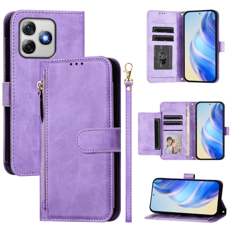 For Ulefone Note 18 Ultra Multi-Card Slots Zipper Wallet Leather Phone Case(Purple) by buy2fix