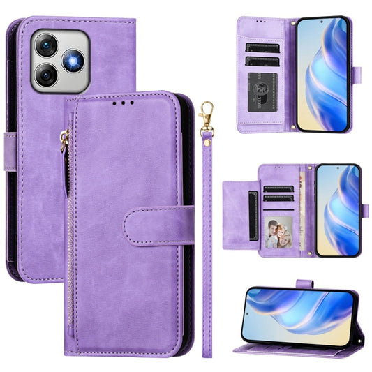 For Ulefone Note 18 Ultra Multi-Card Slots Zipper Wallet Leather Phone Case(Purple) by buy2fix