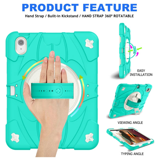 For iPad Air 11 2024 / 10.9 2022 Bat Hand Grip Turntable Stand Tablet Case(Mint Green White) - iPad Air 11 2025 / 2024 Cases by buy2fix | Online Shopping UK | buy2fix