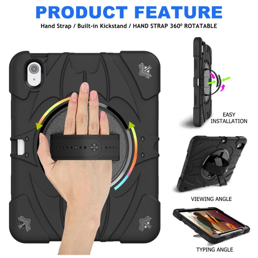 For iPad Air 11 2024 / 10.9 2022 Bat Hand Grip Turntable Stand Tablet Case(Black) - iPad Air 11 2025 / 2024 Cases by buy2fix | Online Shopping UK | buy2fix