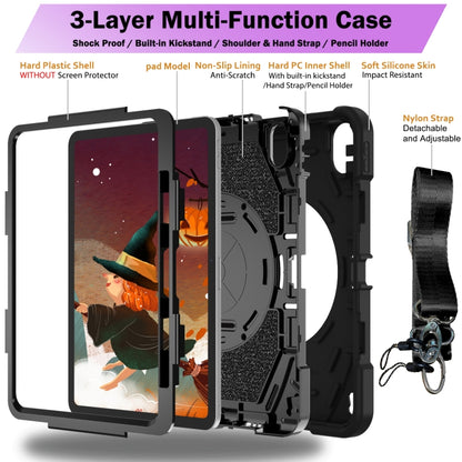 For iPad Air 11 2024 / 10.9 2022 Bat Hand Grip Turntable Stand Tablet Case(Black) - iPad Air 11 2025 / 2024 Cases by buy2fix | Online Shopping UK | buy2fix