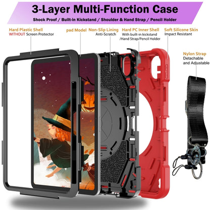 For iPad 2025 / 2022 Bat Hand Grip Turntable Stand Tablet Case(Red Black) - iPad 2025 / 2022 Cases by buy2fix | Online Shopping UK | buy2fix