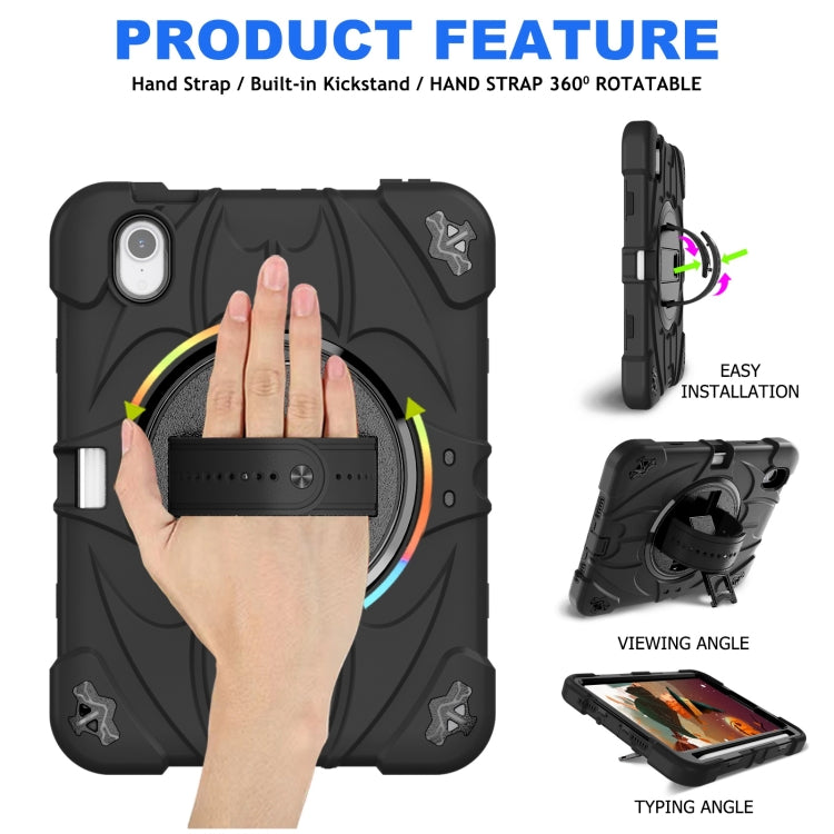 For iPad mini 6 / mini 2024 Bat Hand Grip Turntable Stand Tablet Case(Black) - iPad mini 6 Cases by buy2fix | Online Shopping UK | buy2fix