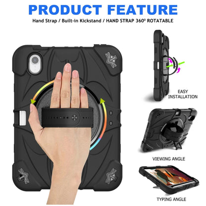 For iPad mini 6 / mini 2024 Bat Hand Grip Turntable Stand Tablet Case(Black) - iPad mini 6 Cases by buy2fix | Online Shopping UK | buy2fix