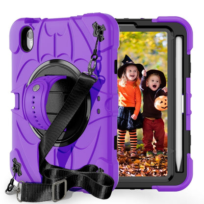 For iPad mini 6 / mini 2024 Bat Hand Grip Turntable Stand Tablet Case(Purple Black) - iPad mini 6 Cases by buy2fix | Online Shopping UK | buy2fix