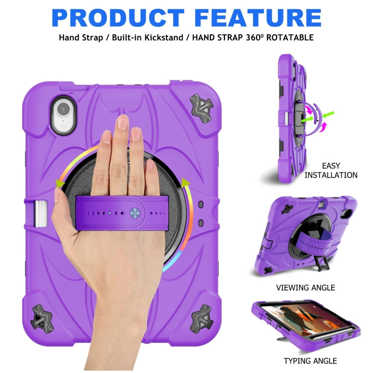 For iPad mini 6 / mini 2024 Bat Hand Grip Turntable Stand Tablet Case(Purple Black) - iPad mini 6 Cases by buy2fix | Online Shopping UK | buy2fix