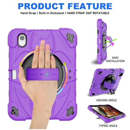 For iPad mini 6 / mini 2024 Bat Hand Grip Turntable Stand Tablet Case(Purple Black) - iPad mini 6 Cases by buy2fix | Online Shopping UK | buy2fix