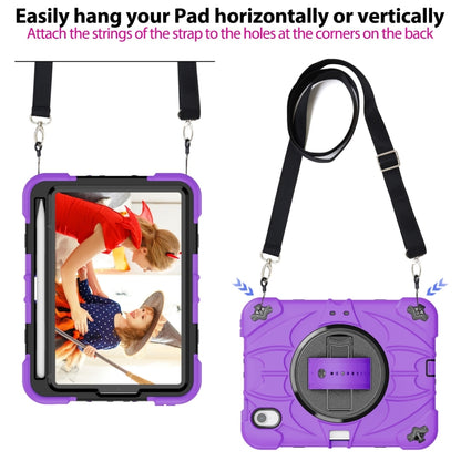 For iPad mini 6 / mini 2024 Bat Hand Grip Turntable Stand Tablet Case(Purple Black) - iPad mini 6 Cases by buy2fix | Online Shopping UK | buy2fix