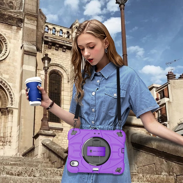 For iPad mini 6 / mini 2024 Bat Hand Grip Turntable Stand Tablet Case(Purple Black) - iPad mini 6 Cases by buy2fix | Online Shopping UK | buy2fix