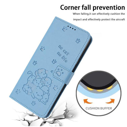 For Google Pixel 10 Pro XL Embossed Kitten Phone Leather Case with Lanyard(Blue) - Google Cases by buy2fix | Online Shopping UK | buy2fix