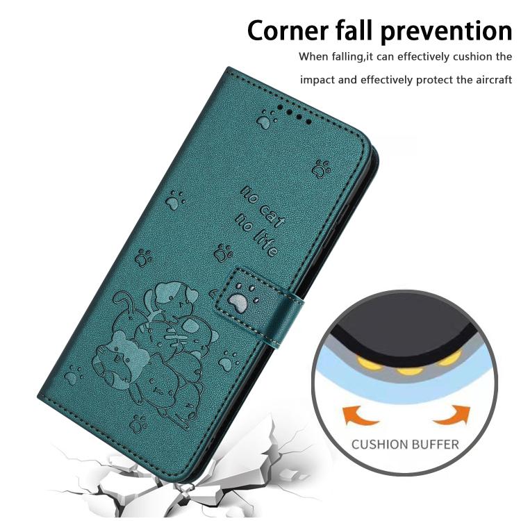 For Google Pixel 10 Pro XL Embossed Kitten Phone Leather Case with Lanyard(Dark Green) - Google Cases by buy2fix | Online Shopping UK | buy2fix