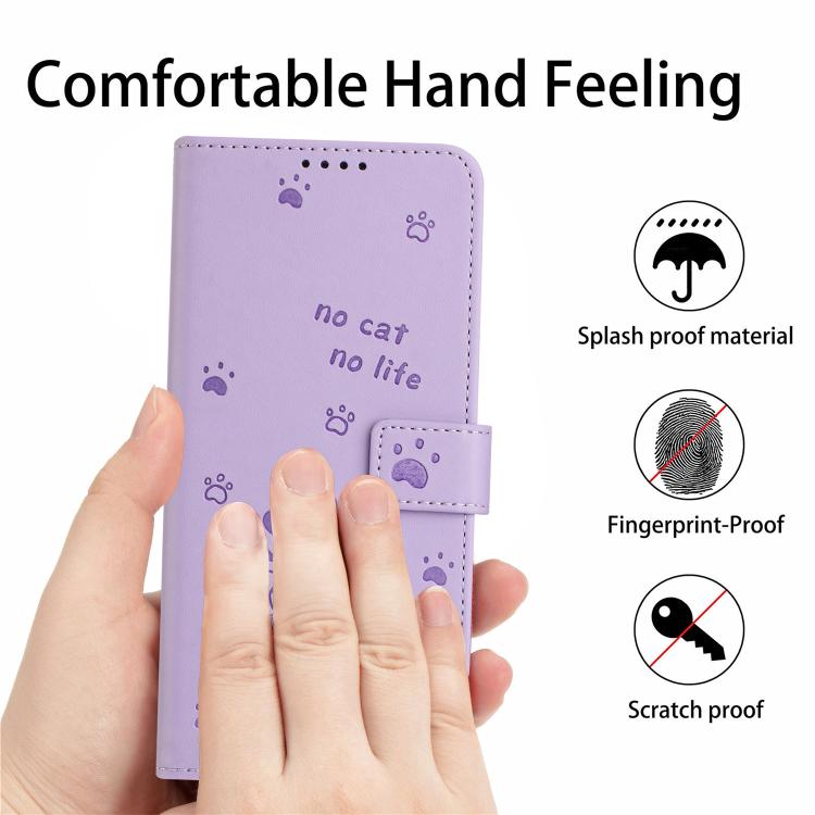 For Google Pixel 10 / 10 Pro Embossed Kitten Phone Leather Case with Lanyard(Purple) - Google Cases by buy2fix | Online Shopping UK | buy2fix
