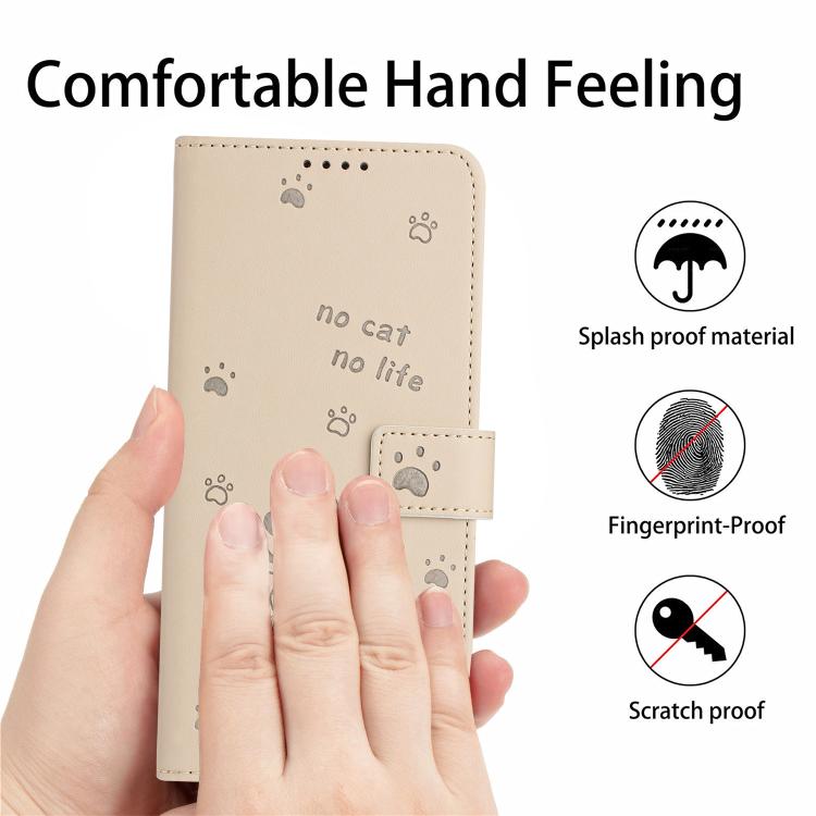 For Google Pixel 10 / 10 Pro Embossed Kitten Phone Leather Case with Lanyard(Beige) - Google Cases by buy2fix | Online Shopping UK | buy2fix