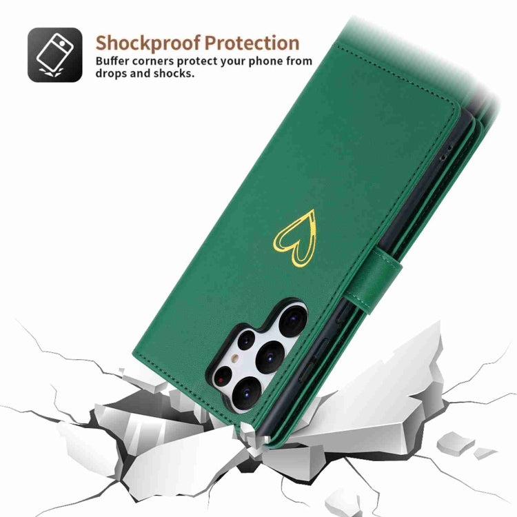 For Samsung Galaxy S23 Ultra 5G POLA Love Multi-Card Slots Zipper Wallet Leather Phone Case(Dark Green) - Galaxy S23 Ultra 5G Cases by POLA | Online Shopping UK | buy2fix