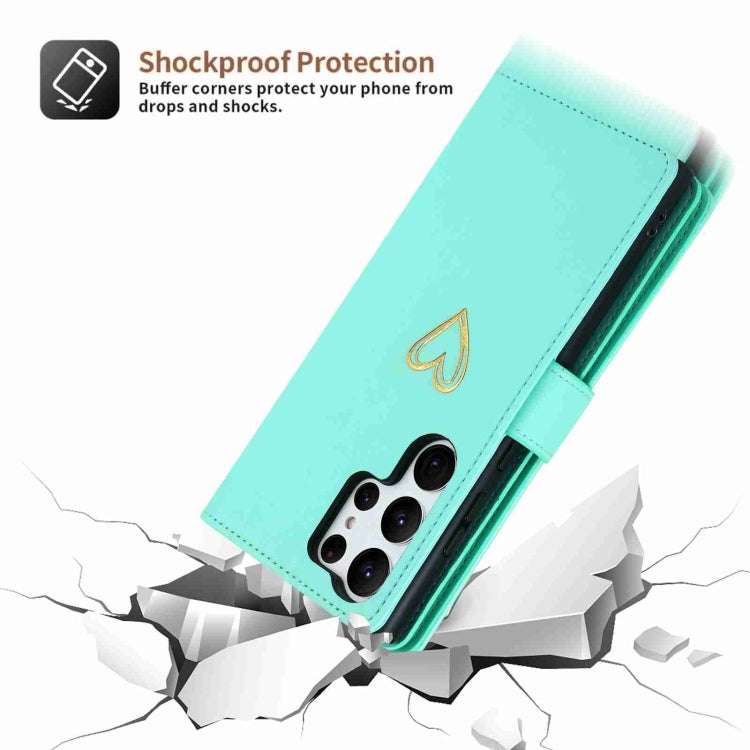 For Samsung Galaxy S23 Ultra 5G POLA Love Multi-Card Slots Zipper Wallet Leather Phone Case(Light Green) - Galaxy S23 Ultra 5G Cases by POLA | Online Shopping UK | buy2fix