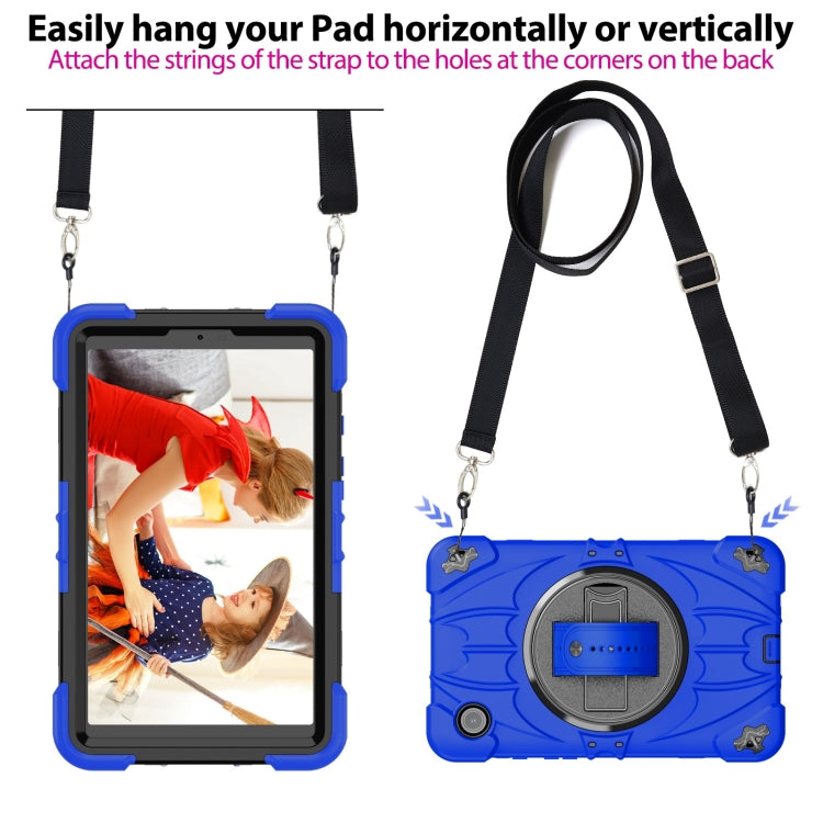 For Samsung Galaxy Tab A9 Bat Hand Grip Turntable Stand Tablet Case(Blue Black) - Galaxy Tab A9 by buy2fix | Online Shopping UK | buy2fix
