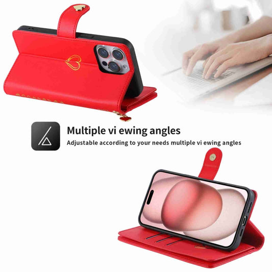 For iPhone 11 POLA Love Multi-Card Slots Zipper Wallet Leather Phone Case(Red) - iPhone 11 Cases by POLA | Online Shopping UK | buy2fix