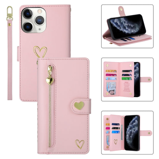 For iPhone 11 Pro Max POLA Love Multi-Card Slots Zipper Wallet Leather Phone Case(Pink) - iPhone 11 Pro Max Cases by POLA | Online Shopping UK | buy2fix