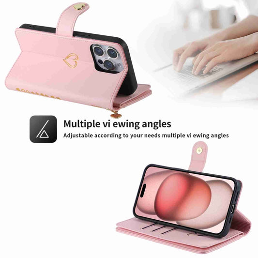 For iPhone 11 Pro Max POLA Love Multi-Card Slots Zipper Wallet Leather Phone Case(Pink) - iPhone 11 Pro Max Cases by POLA | Online Shopping UK | buy2fix