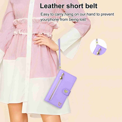 For iPhone 15 Pro POLA Love Multi-Card Slots Zipper Wallet Leather Phone Case(Purple) - iPhone 15 Pro Cases by POLA | Online Shopping UK | buy2fix
