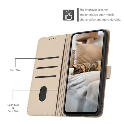 For Tecno Spark Go 2024 4G Embossed Kitten Phone Leather Case with Lanyard(Beige) by buy2fix