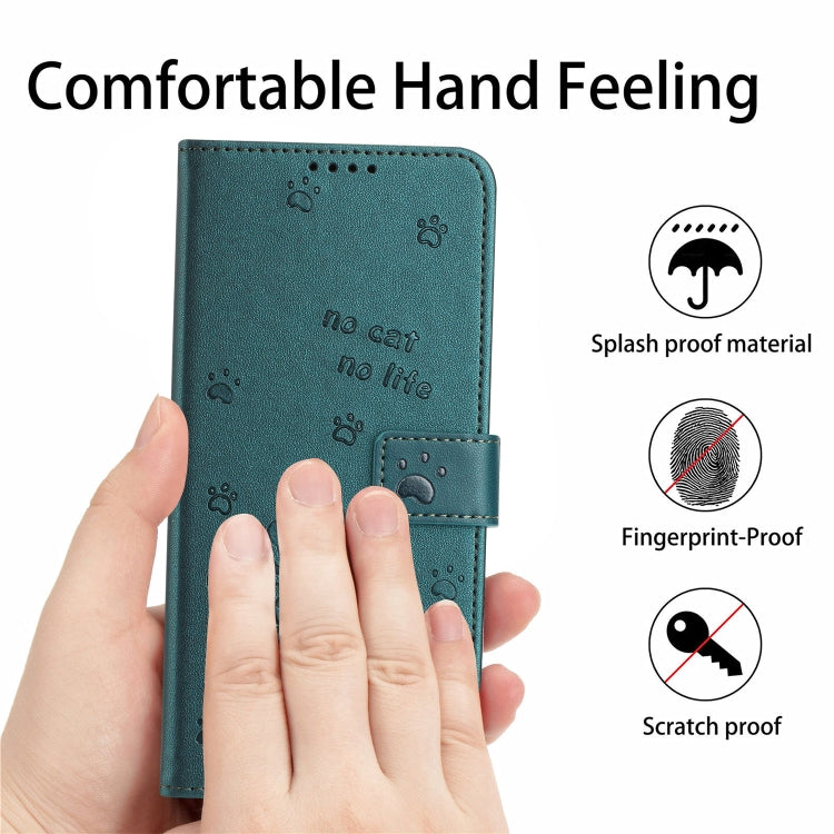 For Tecno Spark Go 2024 4G Embossed Kitten Phone Leather Case with Lanyard(Dark Green) by buy2fix