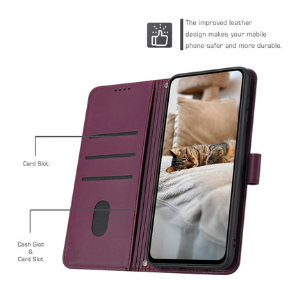 For Tecno Spark Go 2024 4G Embossed Kitten Phone Leather Case with Lanyard(Wine Red) by buy2fix