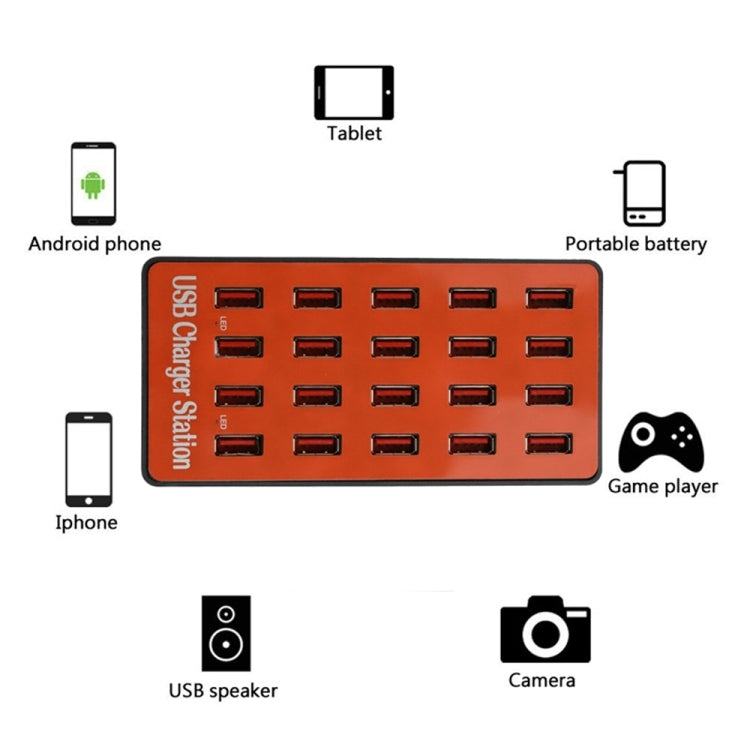 WLX-A5 90W 20 Ports USB Automatic Allocation Smart Charging Station with Indicator Light(EU Plug) - Multifunction Charger by buy2fix | Online Shopping UK | buy2fix