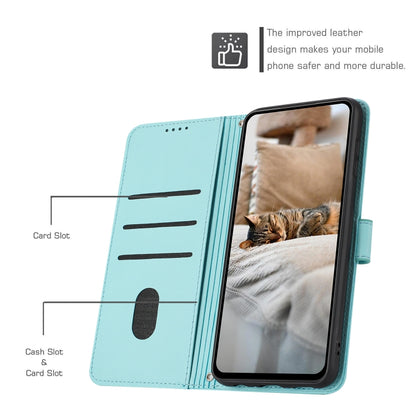 For Motorola Moto G 5G 2024 Embossed Kitten Phone Leather Case with Lanyard(Mint Green) by buy2fix